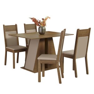 Angel RECTANGULAR DINING TABLE WOODEN TOP WITH 4 CHAIRS