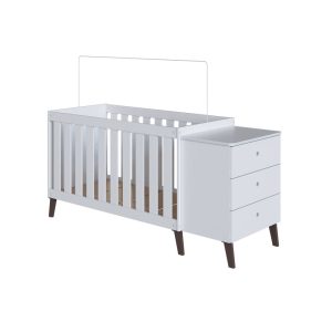Multifunctional Crib with Drawers - White