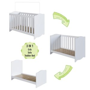 Multiporpose Crib 3 in 1 Encanto Line - OAK Araguaia with White
