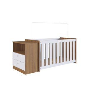 Multiporpose Crib + Chest of Drawer - White/Nogal Manchester